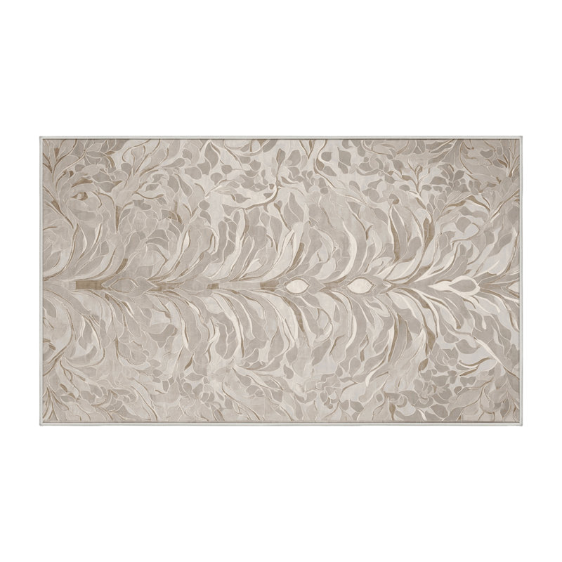 Machine Washable Beige Area Rug, Rectangle 3' x 5'