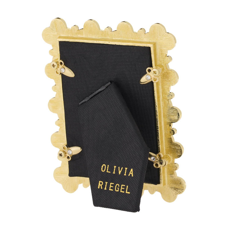 Black Enamel Clover 5" x 7" Frame, Gold, 2.5" x 3.5"
