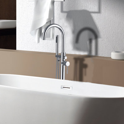 Robinet de baignoire autoportant et douche à main - métal, P 45 po x l 6,5 po, expérience supérieure de 9 lb jumelée à un look