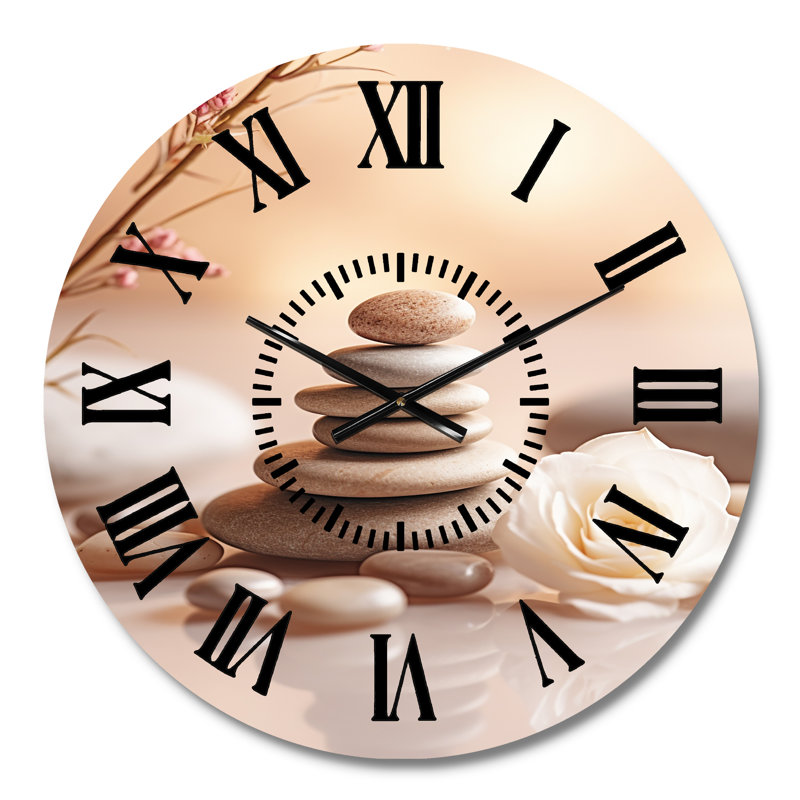 Horloge murale spa avec pierres noires Zen Serenity Balance Spa, Médium