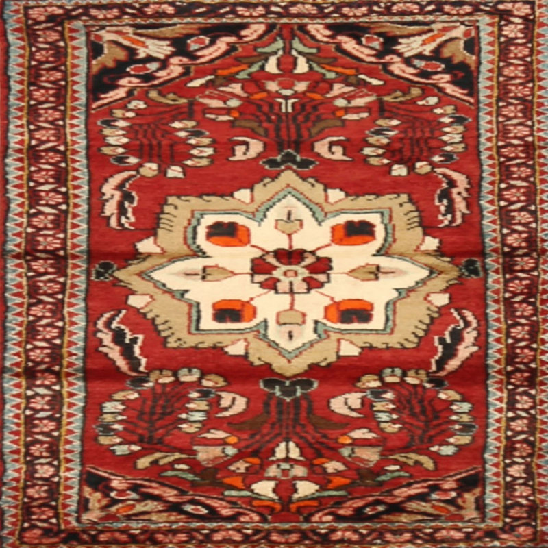 Tapis traditionnel rouge / beige, Rond 5 pi