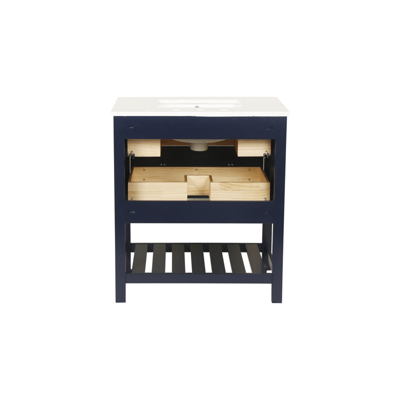 Ensemble de meuble-lavabo simple 29,9 po avec plateau en marbre Miliou