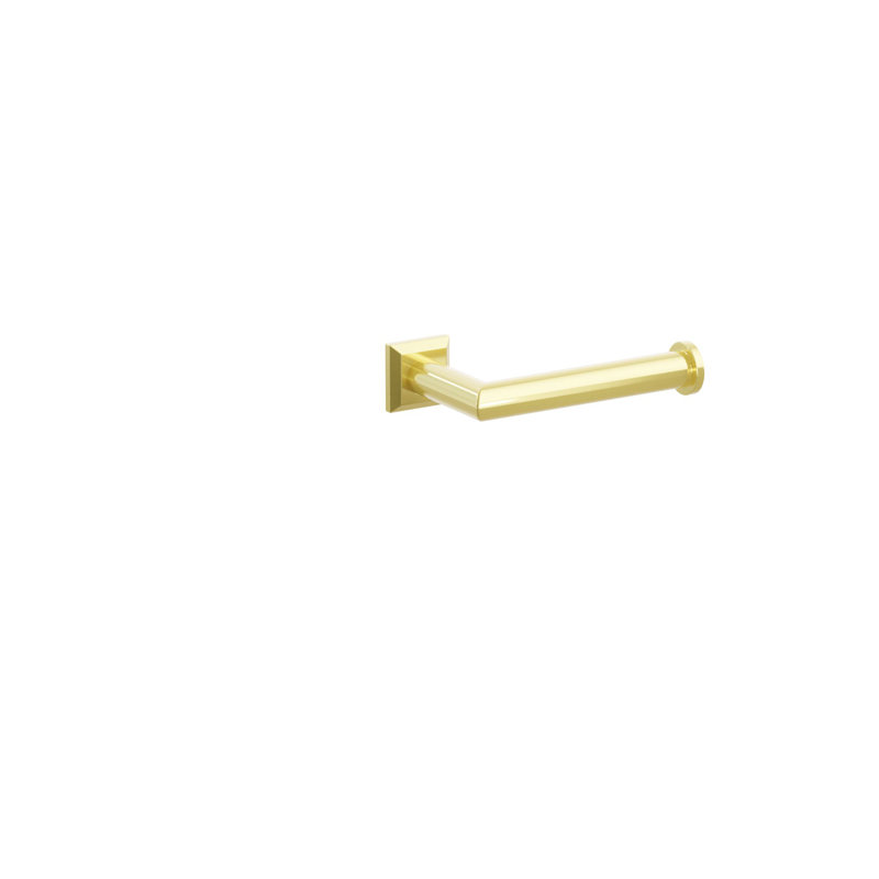 Emtek Modern Tubular Paper Holder - Single Post w/ Chamfered Square Rosette, Unlacquered Brass