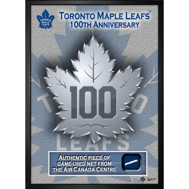 Toronto Maple Leafs 16 x 20 100e anniversaire encadré avec filet de jeu