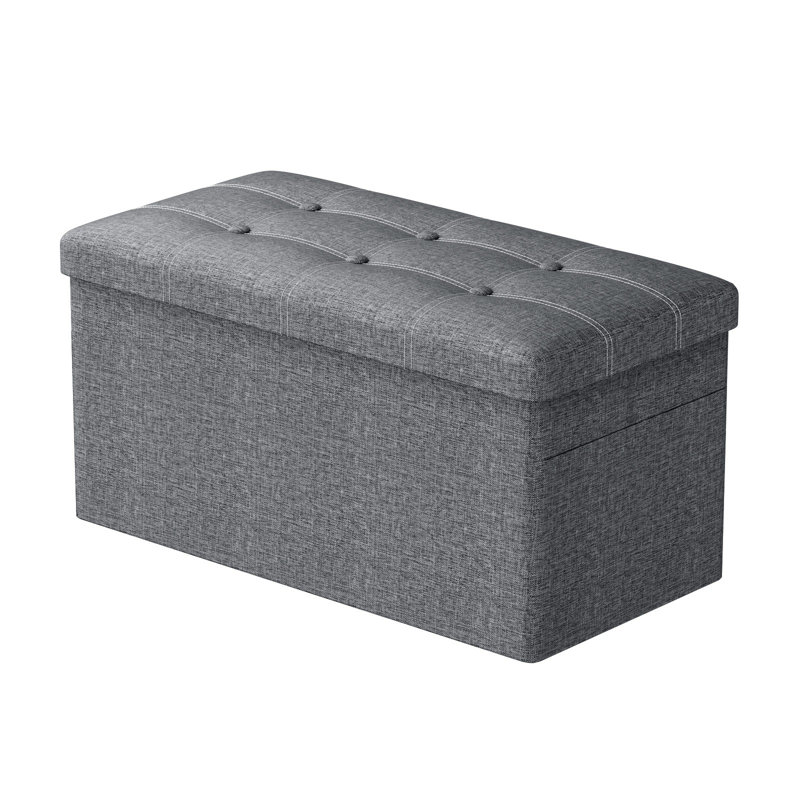 Fleurance 76cm Wide Tufted Rectangle No Pattern Footstool Ottoman with Storage, Light Grey