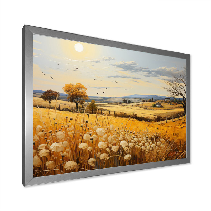 " Countryside Rustling Wheat Field IV ", 30" H x 40" W x 1.5" D, Silver Single Picture Framed