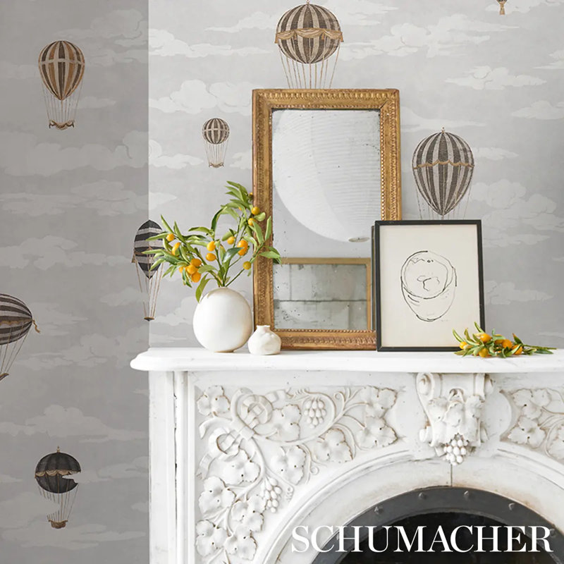 Schumacher X Carl D'Aquino Wallpaper Roll by Carl D’Aquino, Gray