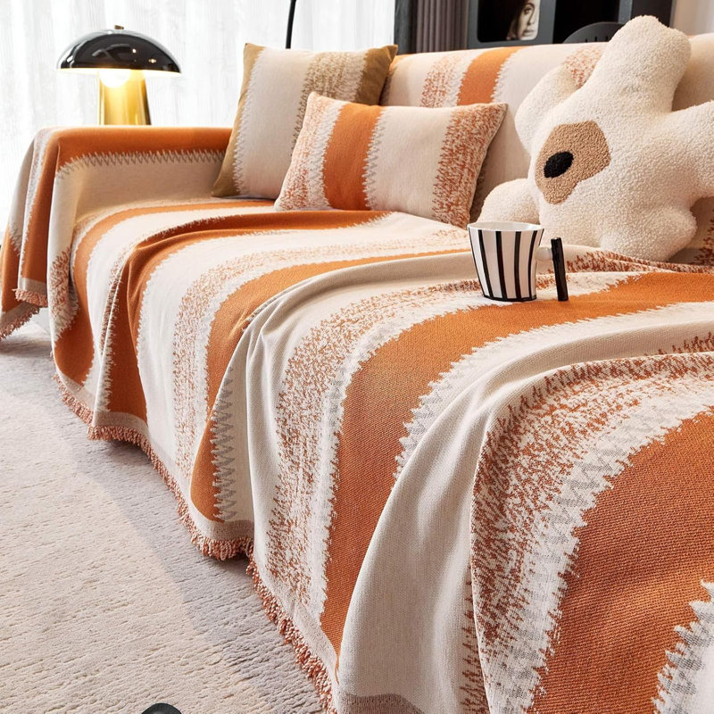 Housse de canapé en chenille -, H 70 po x l 165 po, Chenille noir