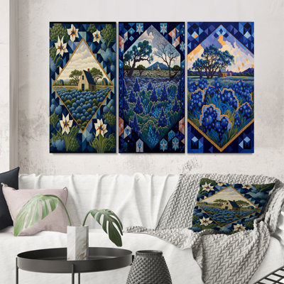 «Field Of Blossoming Bluebonnets», 3 pièces sur toile
