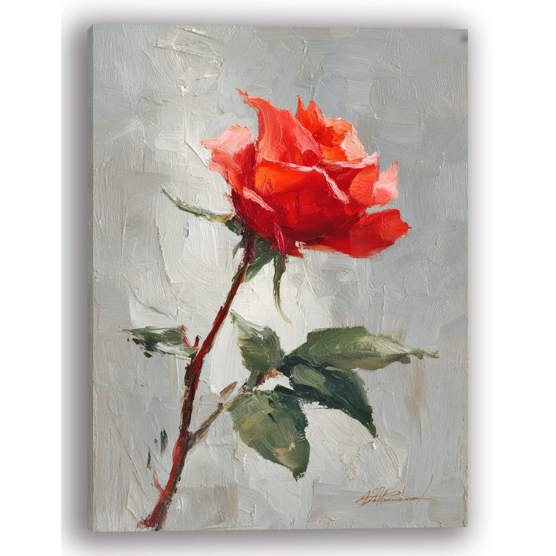 «Crimson Rose Study», art mural sur toile tendue, H 40 po x l 30 po