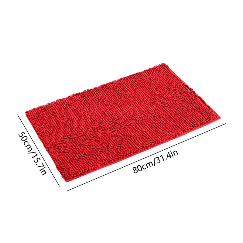 Tapis d'entrée antidérapant en chenille pour chien, Rouge