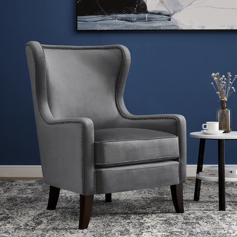 Velvet Armchair, Feather Grey