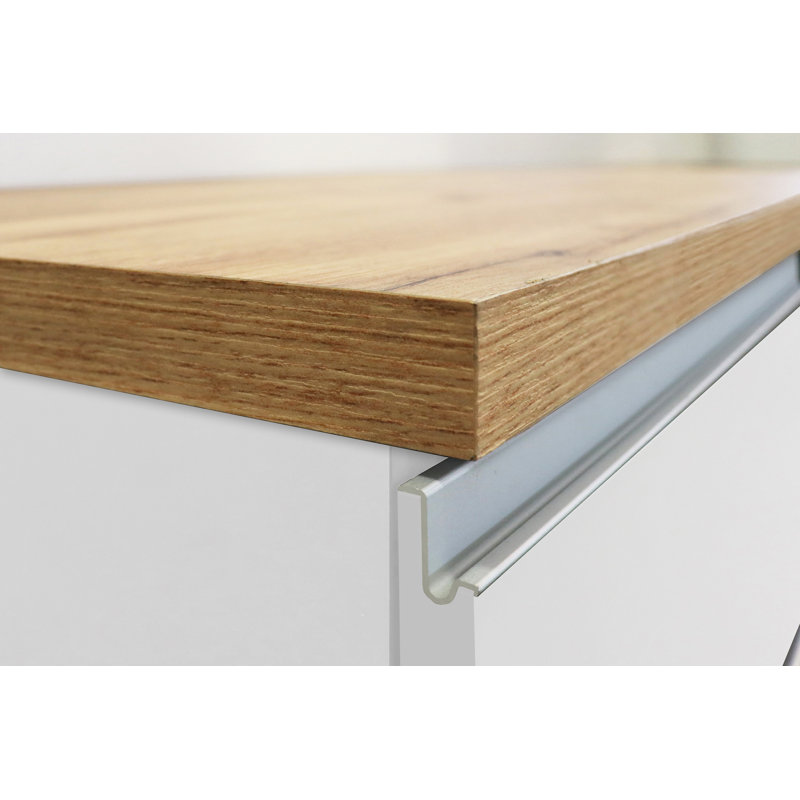 Pameal Wood Kitchen Island, White, Oak Wood