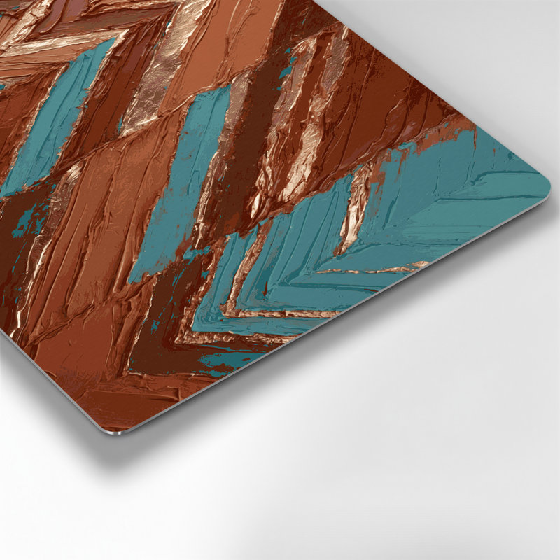 Art mural en métal brun, motif sud-ouest à motif de chevrons Navajo 220, H 11 po x l 14 po
