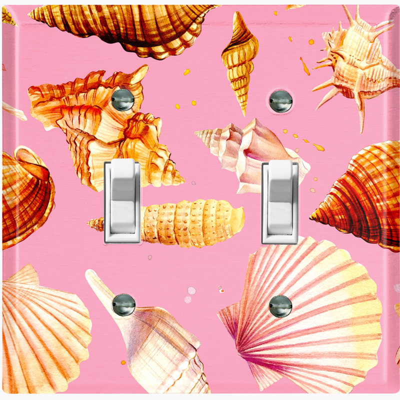 Nautical & Beach 2 - Gang Toggle Light Switch Standard Wall Plate, Pink