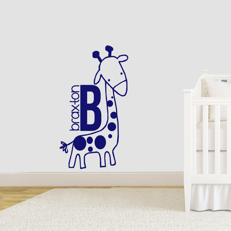 Adhésif décoratif girafe personnalisé, Oui, Bleu marine