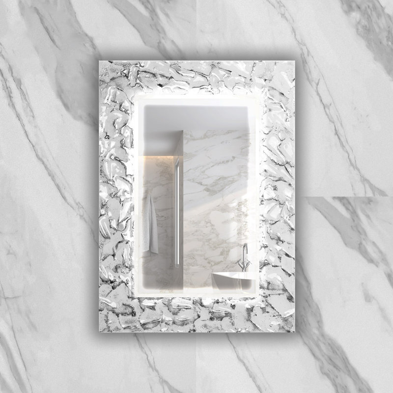 Miroir de salle de bain Armiead, 38,6 po x 27,6 po, Argent