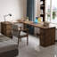 Bureau en forme de L en bois de noyer clair 62,99 po avec 6 tiroirs-108830331-108830328