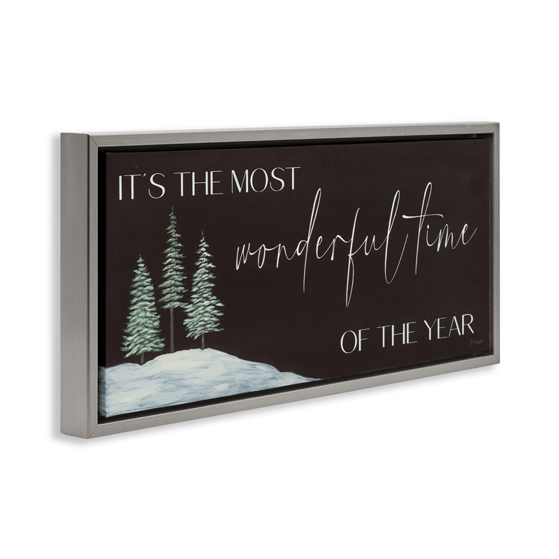 «Most Wonderful Time Holiday», Cadre flottant gris lustré, H 11 po x l 25 po