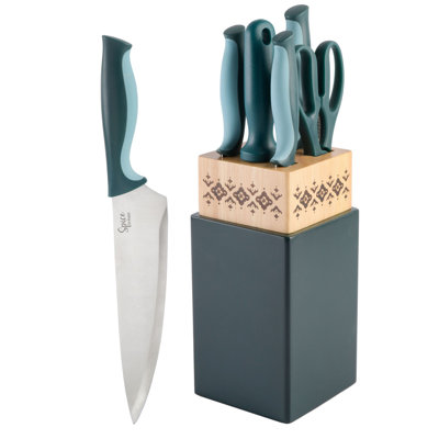 Spice by Tia Mowry Savory Saffron 7Piece Stainless Steel Cutlery Set  Teal