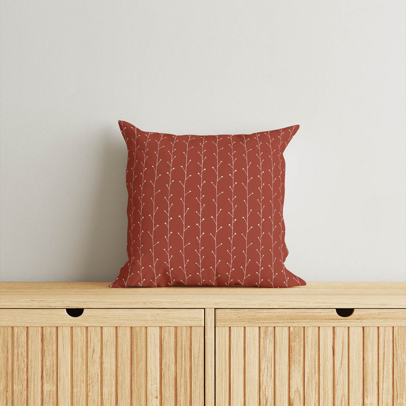 Coussin décoratif Vine Branch, Brique argile florale, Carré 26 po