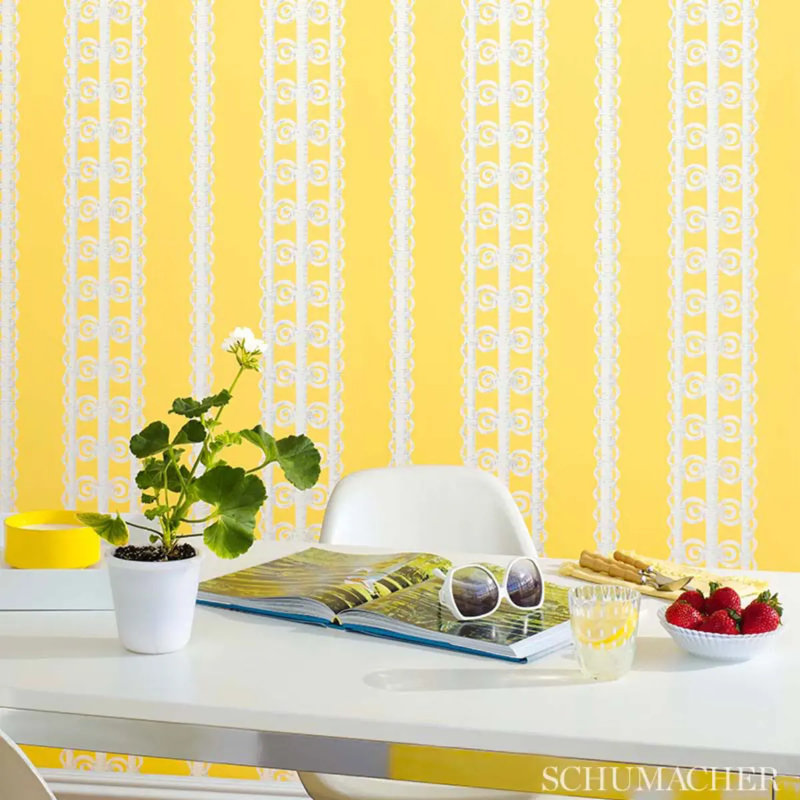 Papier peint Schumacher x Celerie Kemble, Fleur de citron