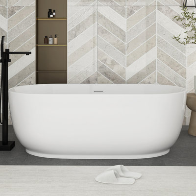 67" White Acrylic Freestanding Bathtub
