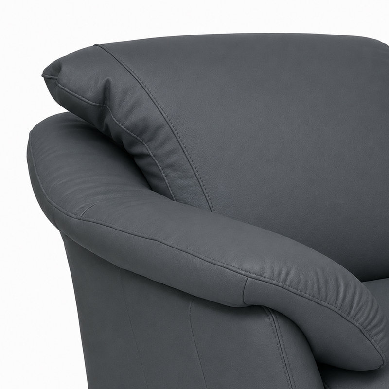 Canapé modulaire en cuir fleur Ramdev, Orienté à droite, Cuir véritable bleu