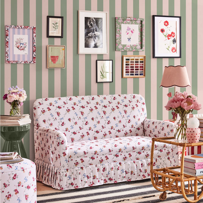Cath Kidston Canopy Stripe Wallpaper, Pink