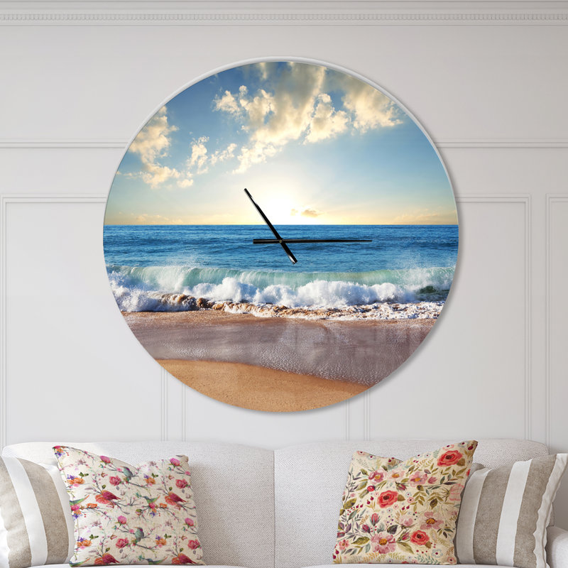 Sea Sunset - horloge murale moderne, Surdimensionné