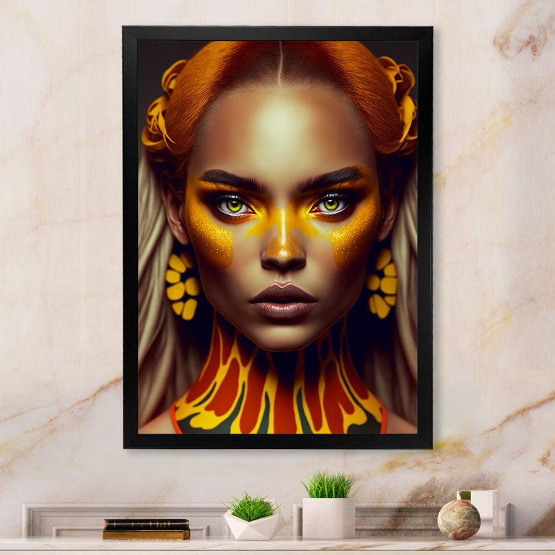 Jeune femme tropicale V sur toile, H 20 po x l 12 po x P 1 po, Cadre photo noir