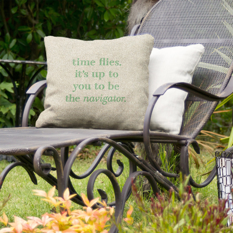 Coussin décoratif intérieur/extérieur time vole, 16 po x 1 po, Blanc / vert