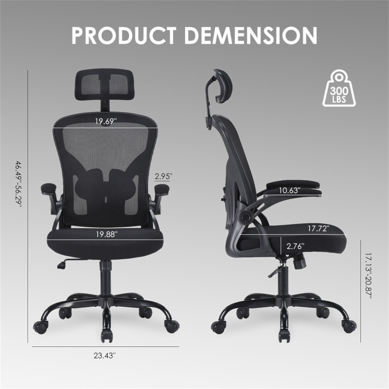 Ergonomic Office Chair, Home Office Desk Chair With Headrest, High Back Computer Chair With Armrests And Adjustable Lumbar Support For Home Office Study Room