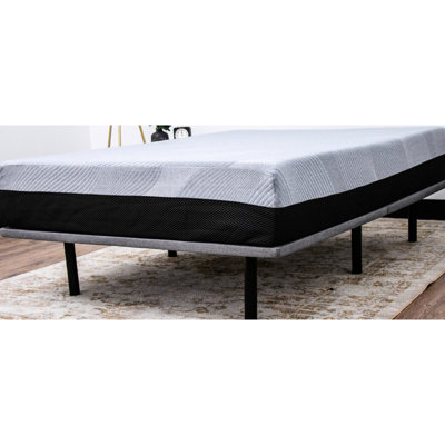 Base plateforme simple tapissier Twin Xl X Series - look moderne, pieds réglables, support de poids de 1000 lb, revêtement gris, acier, tissu à charnière pliable, fabrication en acier, à charnière, facile