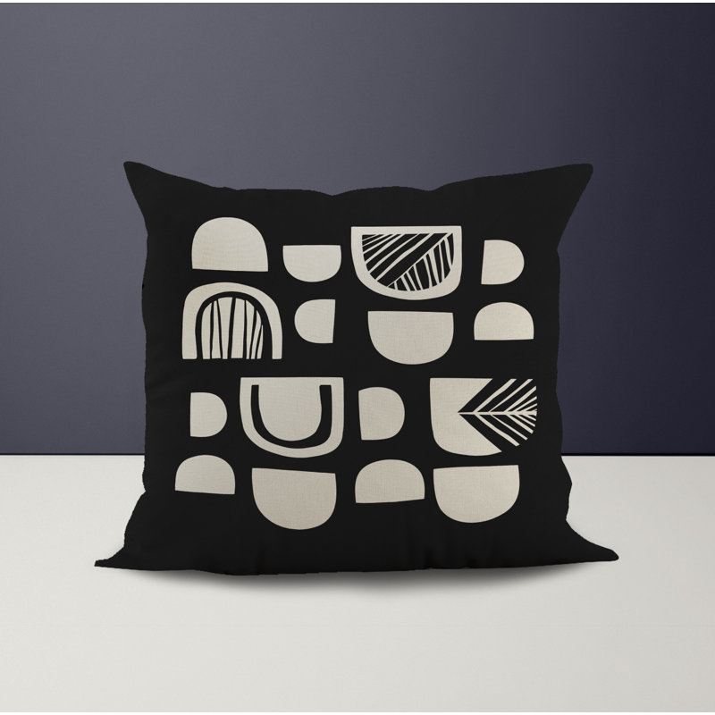 Jeté carré en polyester intérieur / extérieur, L 19 po x H 19 po, Noir