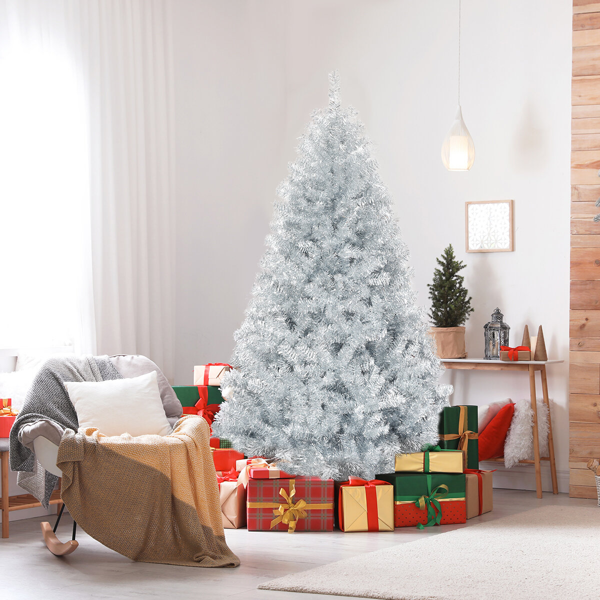 The Holiday Aisle® 6'/ 7.5' Silver Artificial Spruce Christmas Tree ...