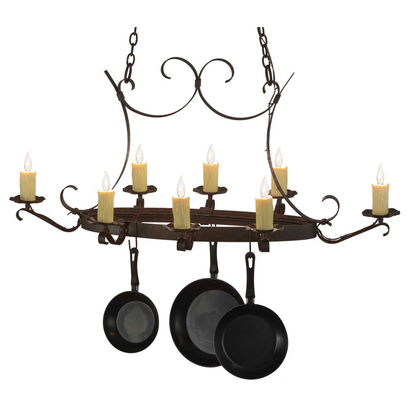 Handforged Cajun Spice Metal Oval Chandelier Pot Rack