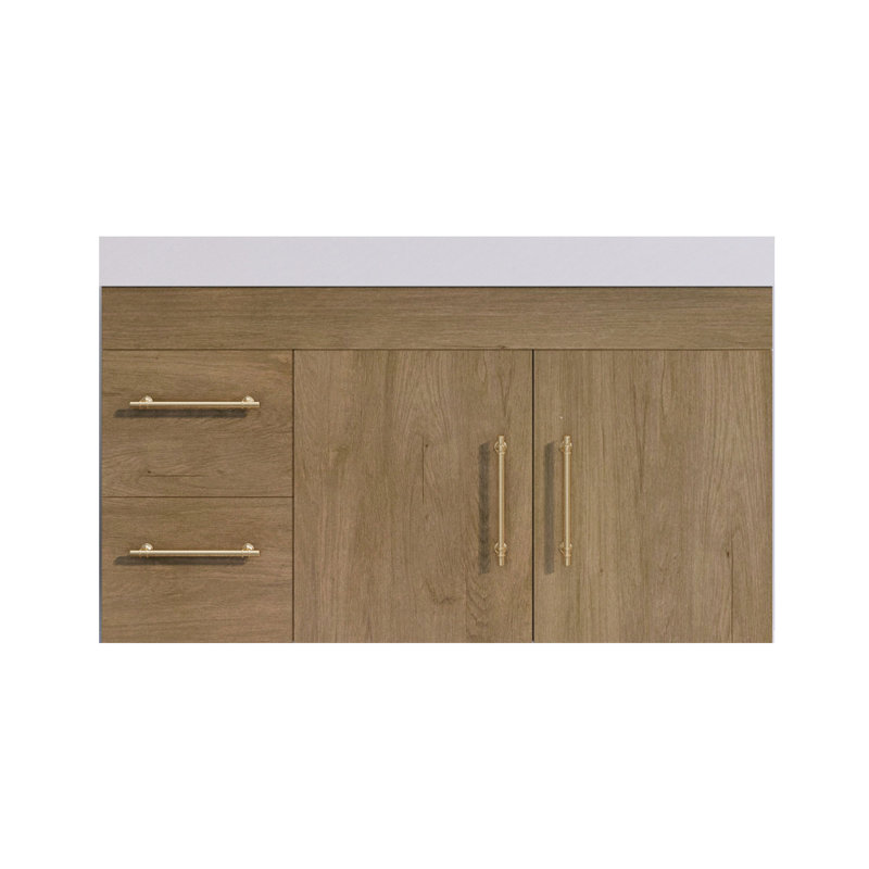 Lussi 41.73228 " W Wall Mounted Single Vanity Bathroom Vanity With Acrylic Top, White Oak