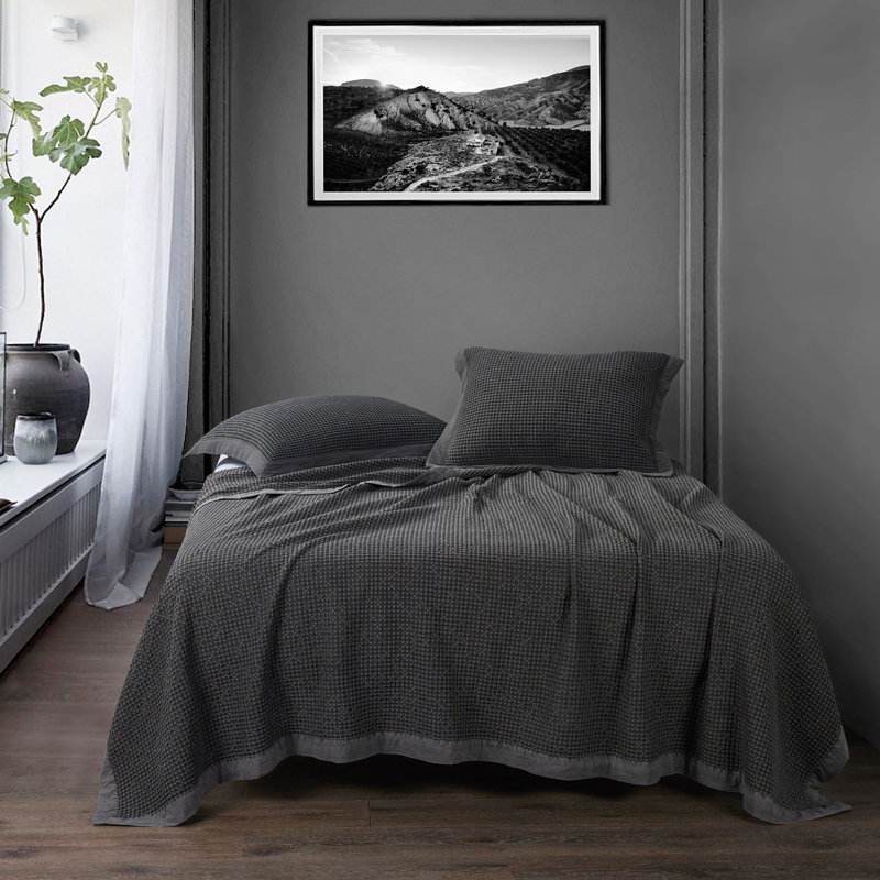 Ensemble de couvre-lit décontracté chic et chic en coton délavé à la pierre, Couvre-lit très grand et 2 taies d'oreiller