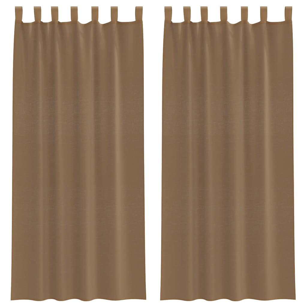 Vidaxl Voile Curtains With Loops 2 Pcs Light Brown 140X225 Cm - Image 2