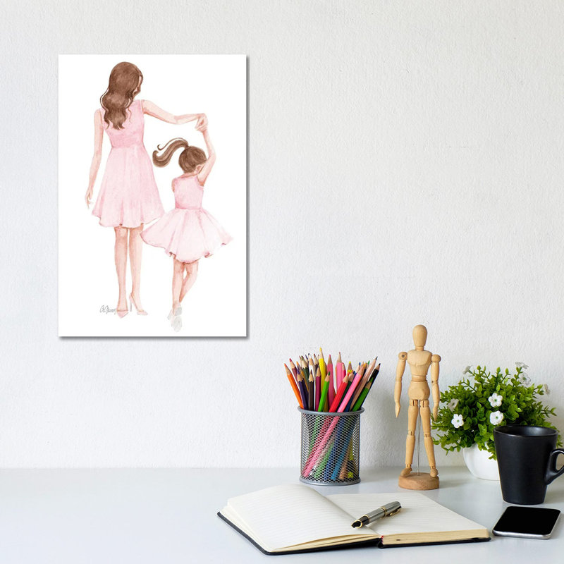 Mom And Daughter Dance by Style Of Brush - Gallery-Wrapped Canvas Giclée on Canvas, 20.32 cm H x 30.48 cm W, Canvas