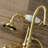 Kingston Brass Aqua Vintage Three-Handle 2-Hole Tub Wall Mount Clawfoot Tub Faucet with Hand Shower-51242132