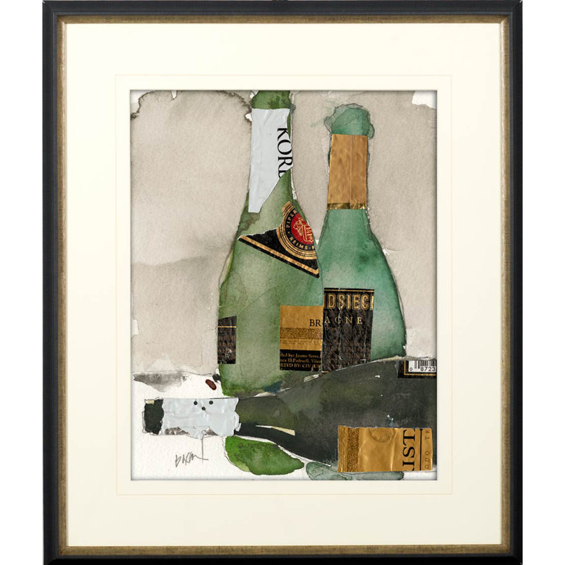 After the Bubbly II by Samuel Dixon a Hand Embelished Textured Framed Art Print Matted under Glass