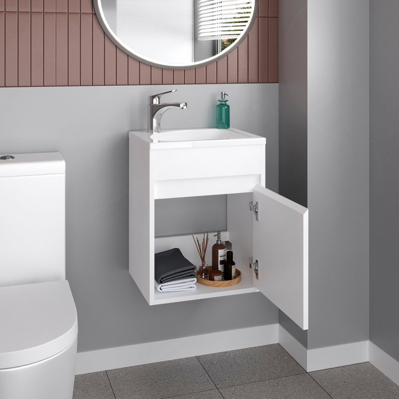 Meuble-lavabo flottant large Furman, Blanc