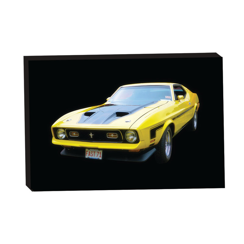 Vintage Mustang Dreams jaune 24 x 24
