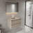 31.5" Floating Bathroom Vanity Set, Wall-Mounted Vanity Base, LED Mirror Storage Cabinet, Solid Surface On-Piece Sink Top