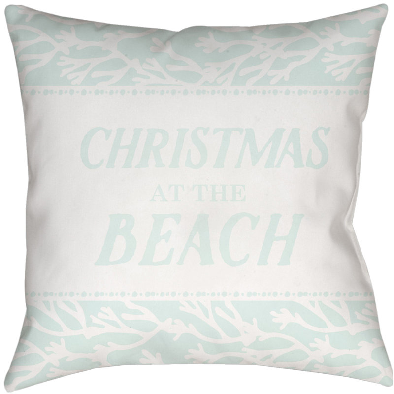 Seasons Greetings Indoor/Outdoor Throw Pillow, 18" H x 18" W x 4" D