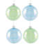 Boules de Noël en verre brillant avec gouttes de perles - 3 po (80 mm) - bleu et vert - 4 carats
