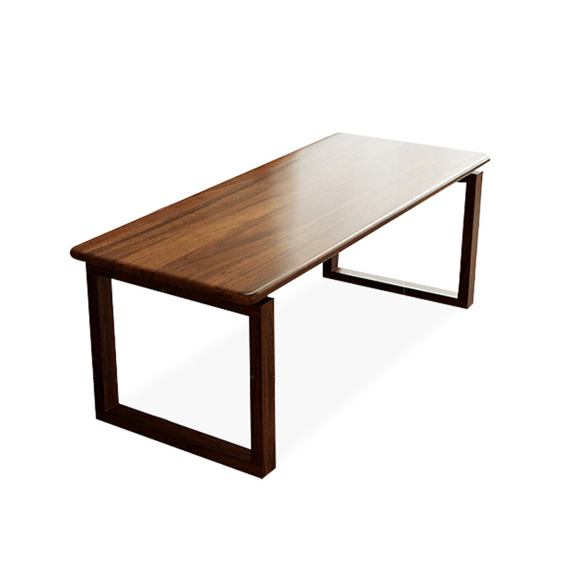 Bureau d'écriture rectangulaire en bois massif brun noisette, H 29,53 po x l 55,12 po x P 27,56 po