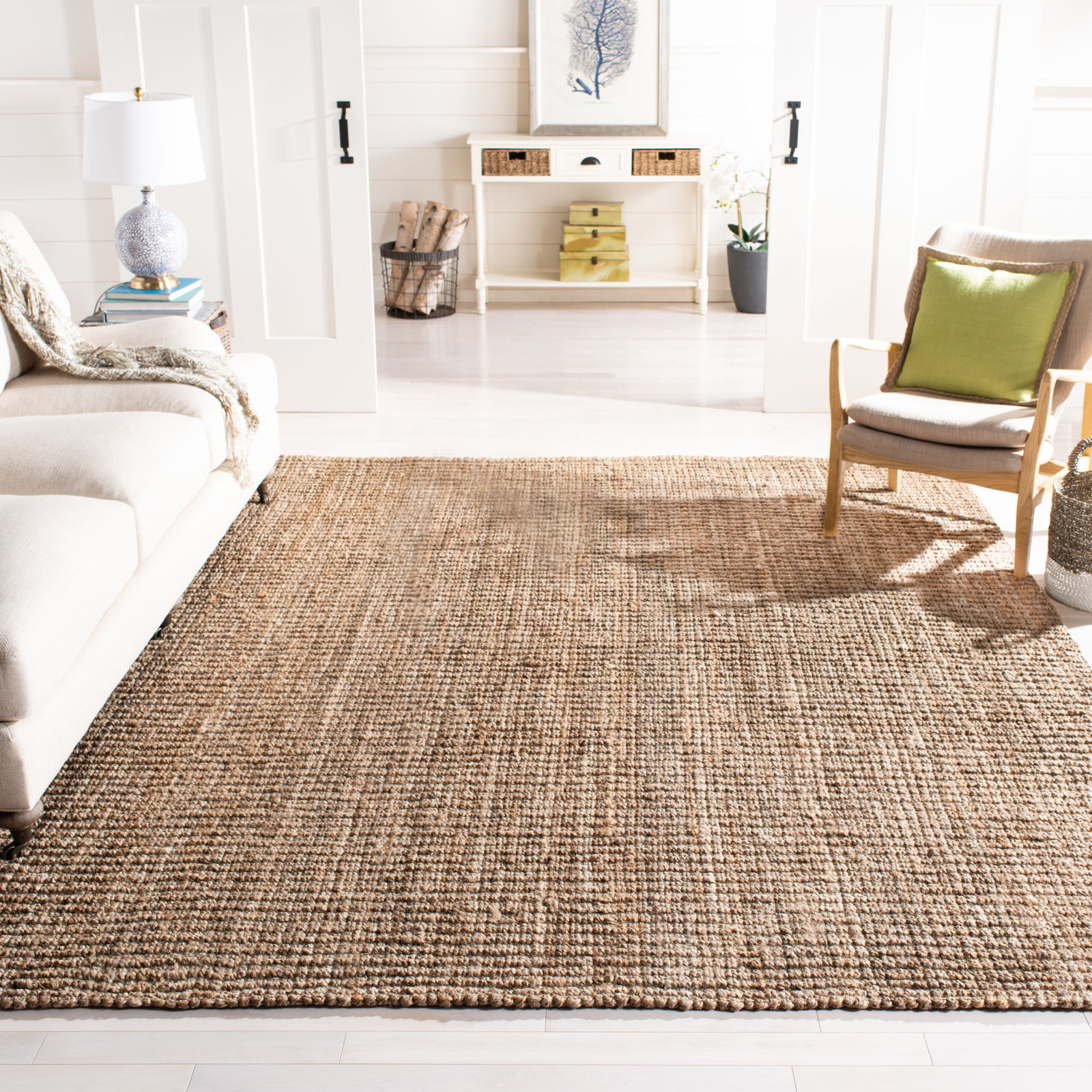 Alda Jute Natural / Gray Area Rug, Rectangle 9' x 12'